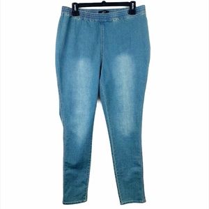 Ellos Jeans Women 16 Plus Size Blue Jeggings Skinny Stretch Legging Garter Waist